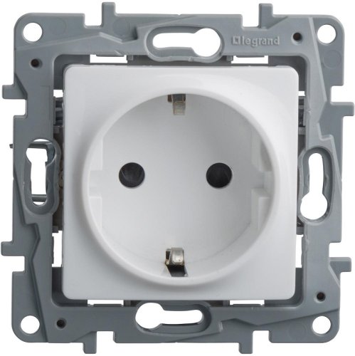 Розетка с заземлением без рамки Legrand Etika 1-м. шторки белый картинка